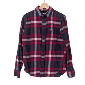 Hollister Red and Dark Blue Plaid Casual Shirt, XS